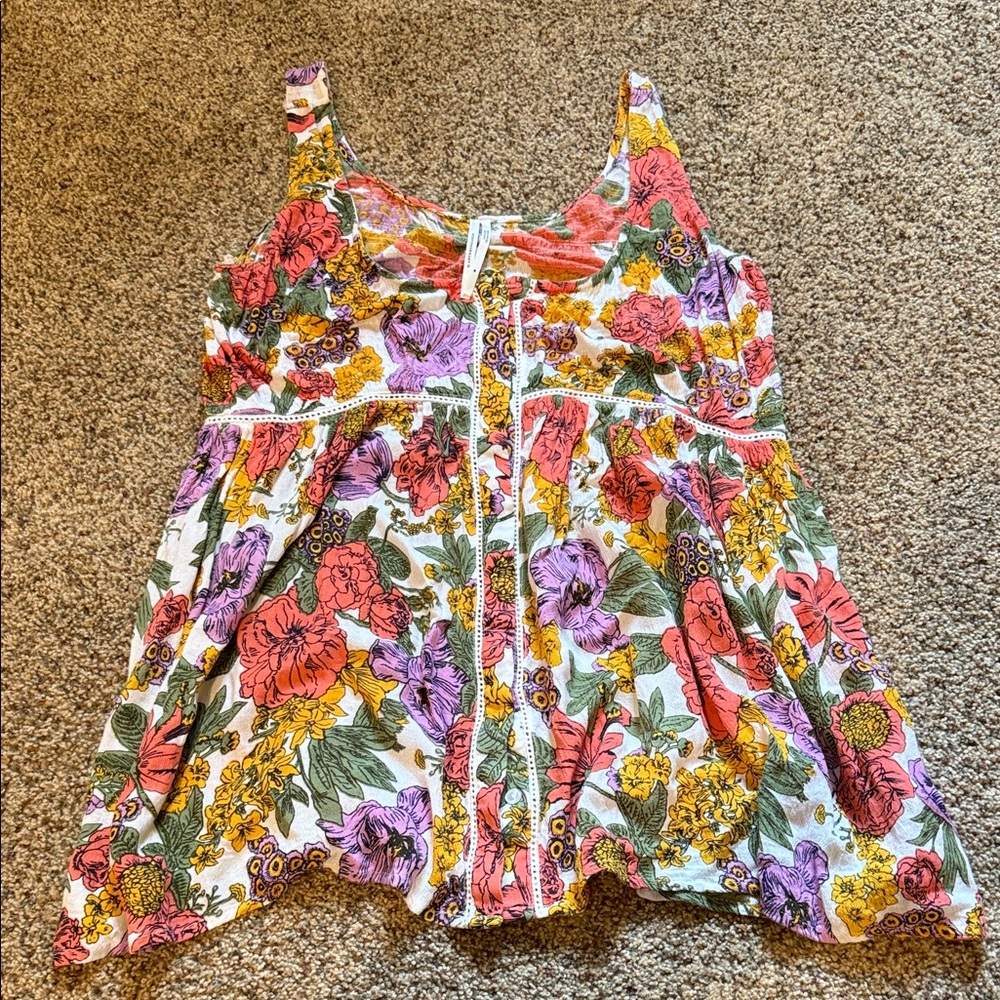 Anthropologie Multicolor Floral Baby Doll Blouse
